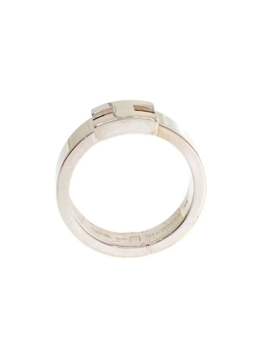 Hermes Newhela Crest Rin 49 Full Ring 925 Sterling Silver